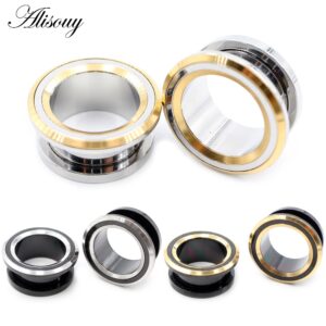 Alisouy 2 Peças Brincos De Moda Jóias De Furar O Corpo Expansores Túneis De Orelha Parafuso Pinos De Aço Inoxidável Medidores De 6mm-25mm - Oferta na Shopee