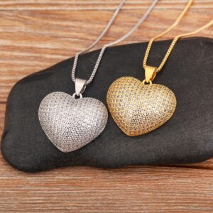 Nova Moda Sorte Coração Forma Pave Brilhante Cristal Zircão Pingente Colar Para Mulheres Homens Luz Luxo Jóias Acessórios - Oferta na Shopee