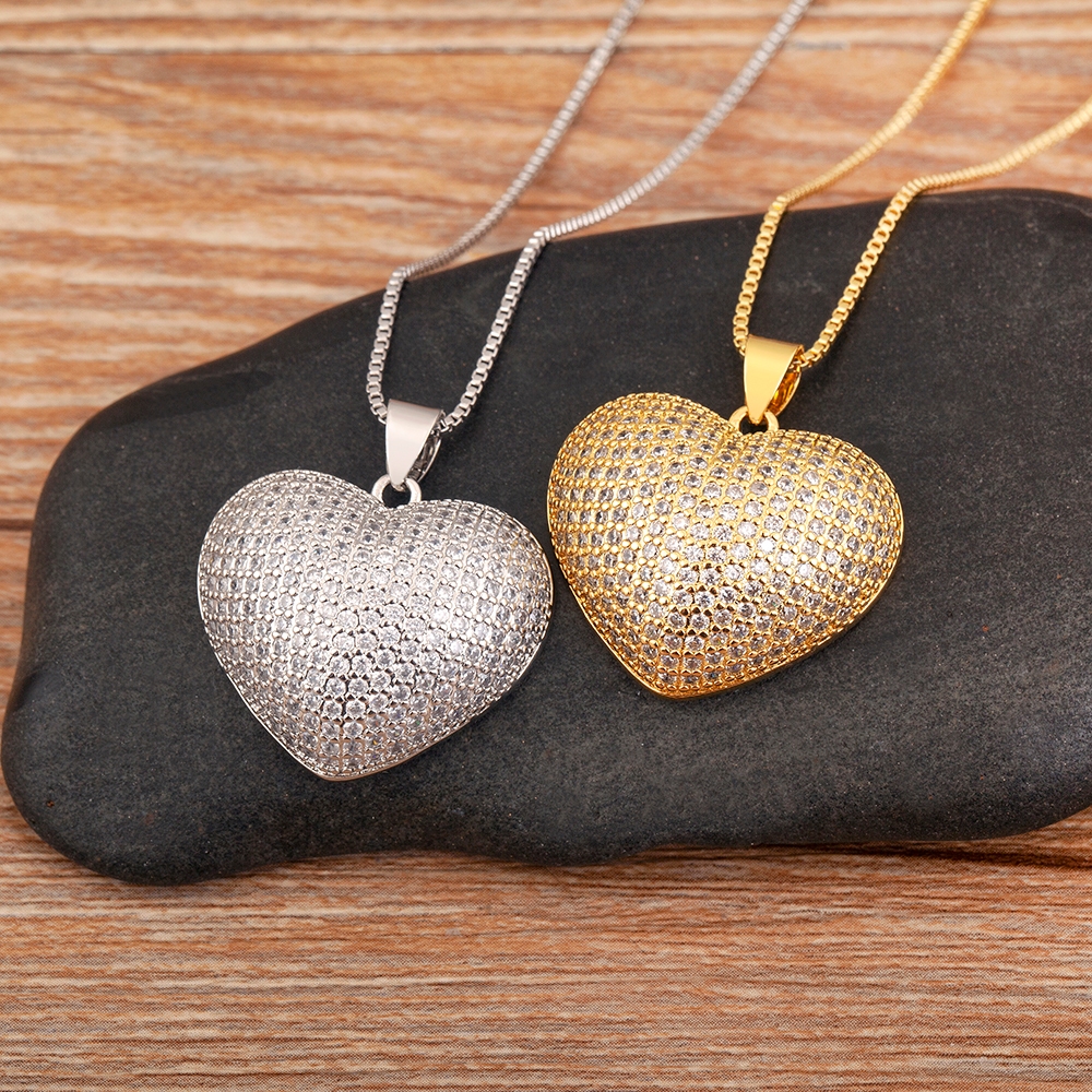 Nova Moda Sorte Coração Forma Pave Brilhante Cristal Zircão Pingente Colar Para Mulheres Homens Luz Luxo Jóias Acessórios Nova Moda Sorte Coração Forma Pave Brilhante Cristal Zircão Pingente Colar Para Mulheres Homens Luz Luxo Jóias Acessórios