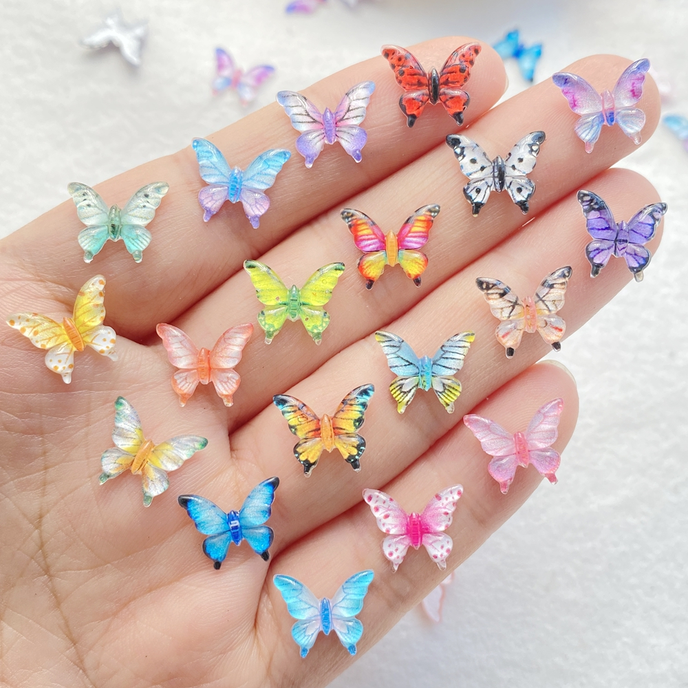 Conjunto De 50 Peças De Amuletos De Unhas De Borboleta De Cor De Resina Brilhante-Para Arte Em DIY , Artesanato De Joias Conjunto De 50 Peças De Amuletos De Unhas De Borboleta De Cor De Resina Brilhante-Para Arte Em DIY
