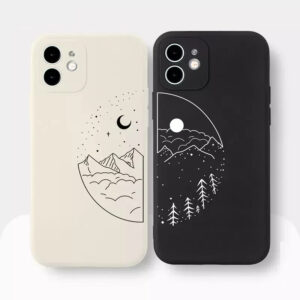 Casal Dos Desenhos Animados Aesth Sol Lua Silicone À Prova De Choque Caso De Telefone Para Apple iPhone 15 14 13 12 11 1 - Oferta na Shopee