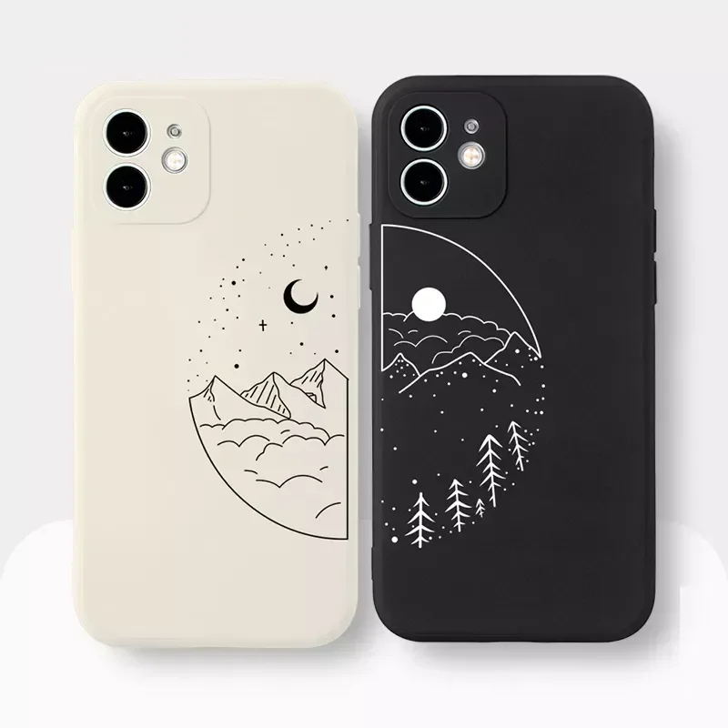 Casal Dos Desenhos Animados Aesth Sol Lua Silicone À Prova De Choque Caso De Telefone Para Apple iPhone 15 14 13 12 11 1 Casal Dos Desenhos Animados Aesth Sol Lua Silicone À Prova De Choque Caso De Telefone Para Apple iPhone 15 14 13 12 11 1