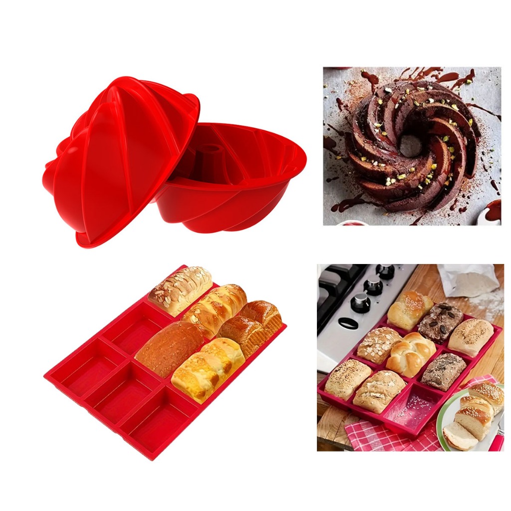 Forma De Silicone Retangular Com 9 Furos Para Bolo, Biscoito E Chocolate Forma De Silicone Retangular Com 9 Furos Para Bolo