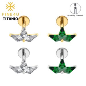FINE4U Piercing Pipa Tripla Natal 100% Titânio Tragus Labret Lóbulo Helix Conch Cartilagem Brinco - Oferta na Shopee