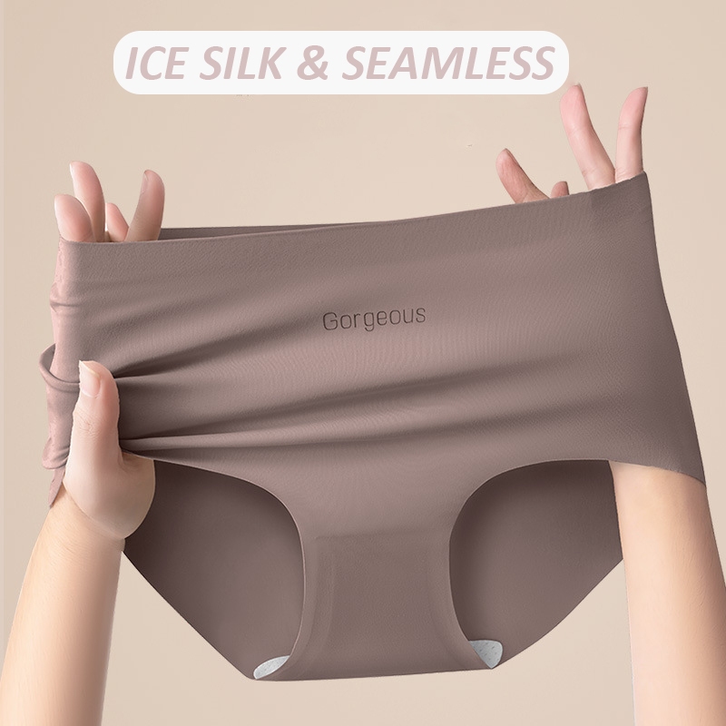 Roupa Interior Feminina Sem Costura De Seda Gelo 7A Antibacteriana Amoreira Virilha Calcinha Cintura Média Nova yoga Esp Roupa Interior Feminina Sem Costura De Seda Gelo 7A Antibacteriana Amoreira Virilha Calcinha Cintura Média Nova yoga Esp