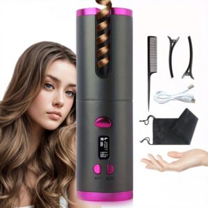 Modelador De Cabelo Automático Sem Fio Com Bateria Recarregável De Cerâmica Embutida SU - Oferta na Shopee