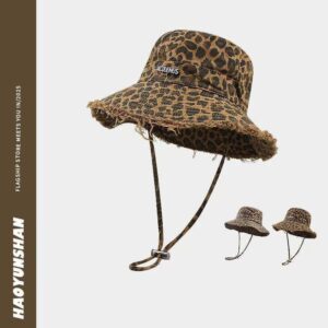Balde com estampa de leopardo Chapéu masculino feminino bacia Chapéu sol Chapéu - Oferta na Shopee