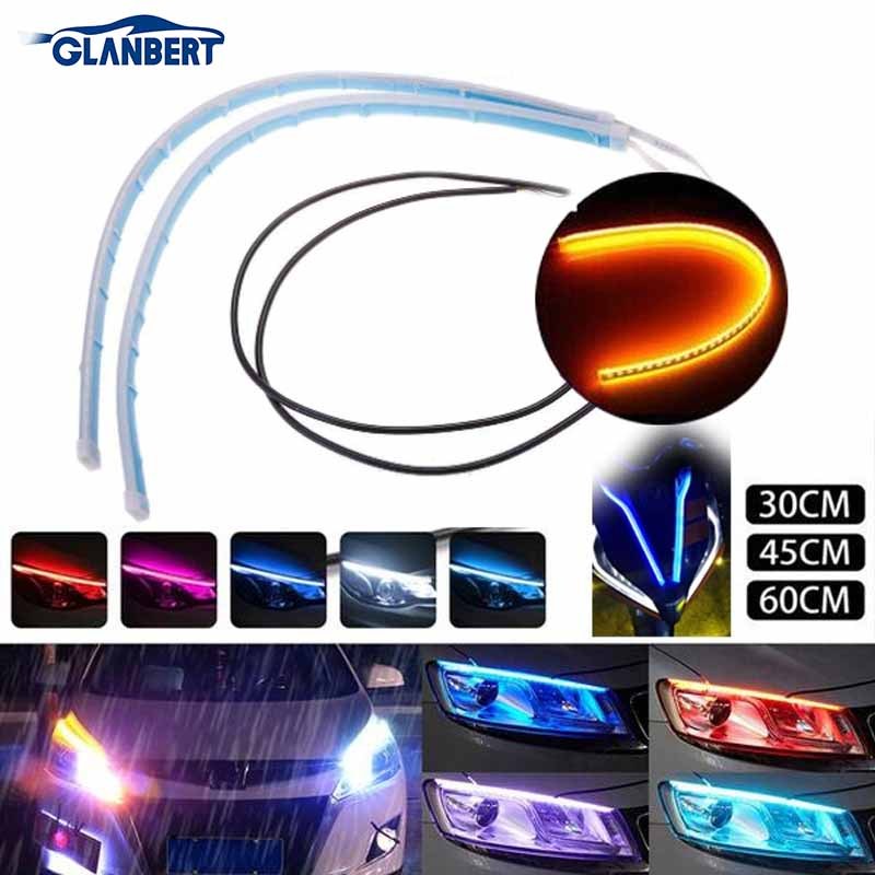 Acessórios De Iluminação Automotiva : Faixa De Superfície De Farol LED Flexível , Luzes Sequenciais Brancas E Âmbar Diur Acessórios De Iluminação Automotiva : Faixa De Superfície De Farol LED Flexível