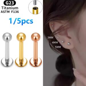 1/5 Pacote Brincos de Piercing Clássicos Básicos em Metal de Titânio Redondos e Meio Redondos - Oferta na Shopee