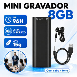 Mini Gravador de Voz Grava 96 Horas - Micro Escuta Profissional - Oferta na Shopee