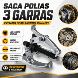 Saca Polias Extrator de Rolamentos 3 Garras Pontas Manual 75mm 3" Aço Automóvel Carro Roda Motor Engrenagens - Oferta na Shopee