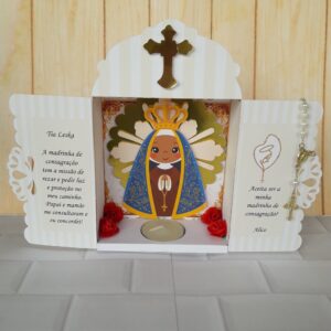Convite Oratório Crisma/Batismo/ Consagração/ Nossa Senhora Aparecida c/ Terço