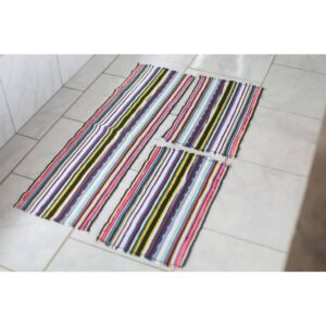 Tapete Trançado jogo 3 pcs cozinha porta entrada banheiro artesanal - Oferta na Shopee