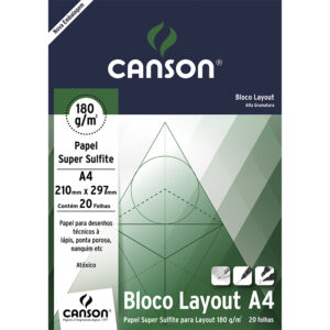 Bloco de Papel Canson Layout 180 180g A4 com 20 Folhas - Oferta na Shopee