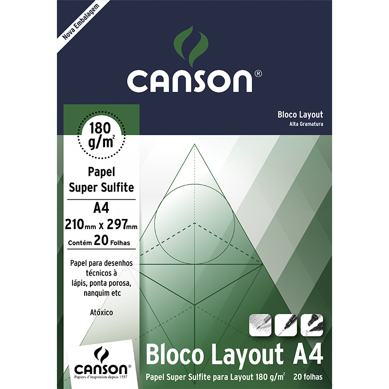 Bloco de Papel Canson Layout 180 180g A4 com 20 Folhas Bloco de Papel Canson Layout 180 180g A4 com 20 Folhas
