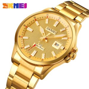 SKMEI 1654 Relógio De Quartzo Masculino Com Pulseira De Aço Coroa/Liga Metálica/Fivela Retrô/Calendário - Oferta na Shopee