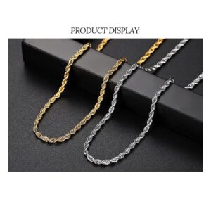 Colar masculino feminino aço inoxidavel 316l cirurgico prata corda torcido trançado banhada a ouro 18k - Oferta na Shopee