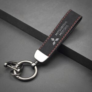 1pcs Chaveiro De Couro Preto Para Carro Logotipo Do De Borracha Fivela De Chave Mitsubishi ASX Lancer Pajero Outlander L200 EVO - Oferta na Shopee
