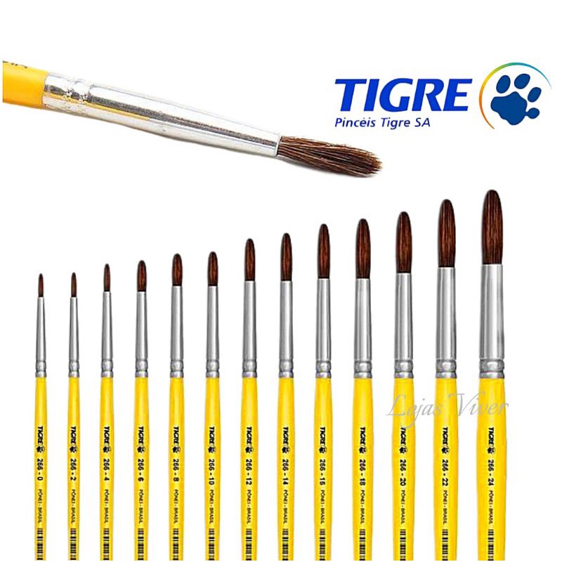 Pincel 266 Redondo Pelo de Pônei - Tigre Pincel 266 Redondo Pelo de Pônei - Tigre - Oferta na Shopee