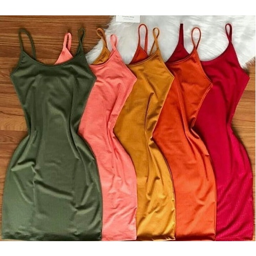 Kit 7 Vestidos canelado curto de alcinha Kit 7 Vestidos canelado curto de alcinha - Oferta na Shopee
