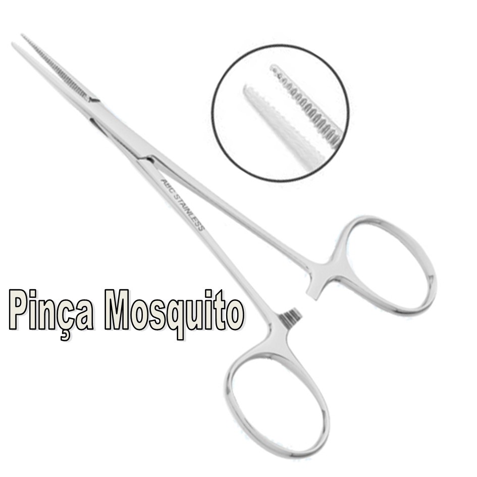 Pinça Halstead Mosquito Reta 12,5cm Aço Inox Veterinária Odonto e areas da Saúde Pinça Halstead Mosquito Reta 12