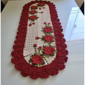 Caminho de Mesa Crochê Flores - Oferta na Shopee