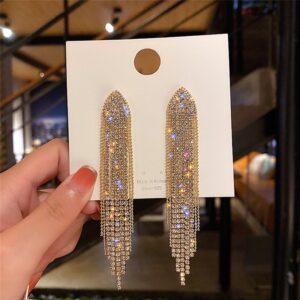 Novos Brincos Clássicos De Cristal Senhoras Longos Exagerados Tassels De Rhinestone Moda Coreanos Joias - Oferta na Shopee