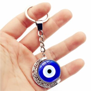 Chaveiro Turco Mau Olhado Giratório 360 Graus Pingente Lua Turquia Olhos Maléficos Bolsa Carro Porta-Chaves - Oferta na Shopee