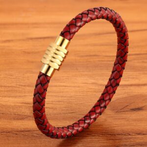 Pulseira De Couro Masculina Personalizada De Aço Inoxidável De Alta Qualidade Botão Multicolorido Para Bonito Presente De Natal Meninos - Oferta na Shopee