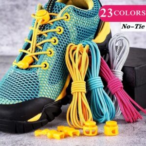 1Pair Elastic No-Tie Locking Shoelaces/Tênis De Corrida Atlético De/Sapatos De Borracha Sem Gravata Ajustável - Oferta na Shopee