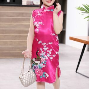 Vestido Qipao Para Meninas De Flor Giratório De Furo Único Colarinho Pequeno Cheongsam - Oferta na Shopee