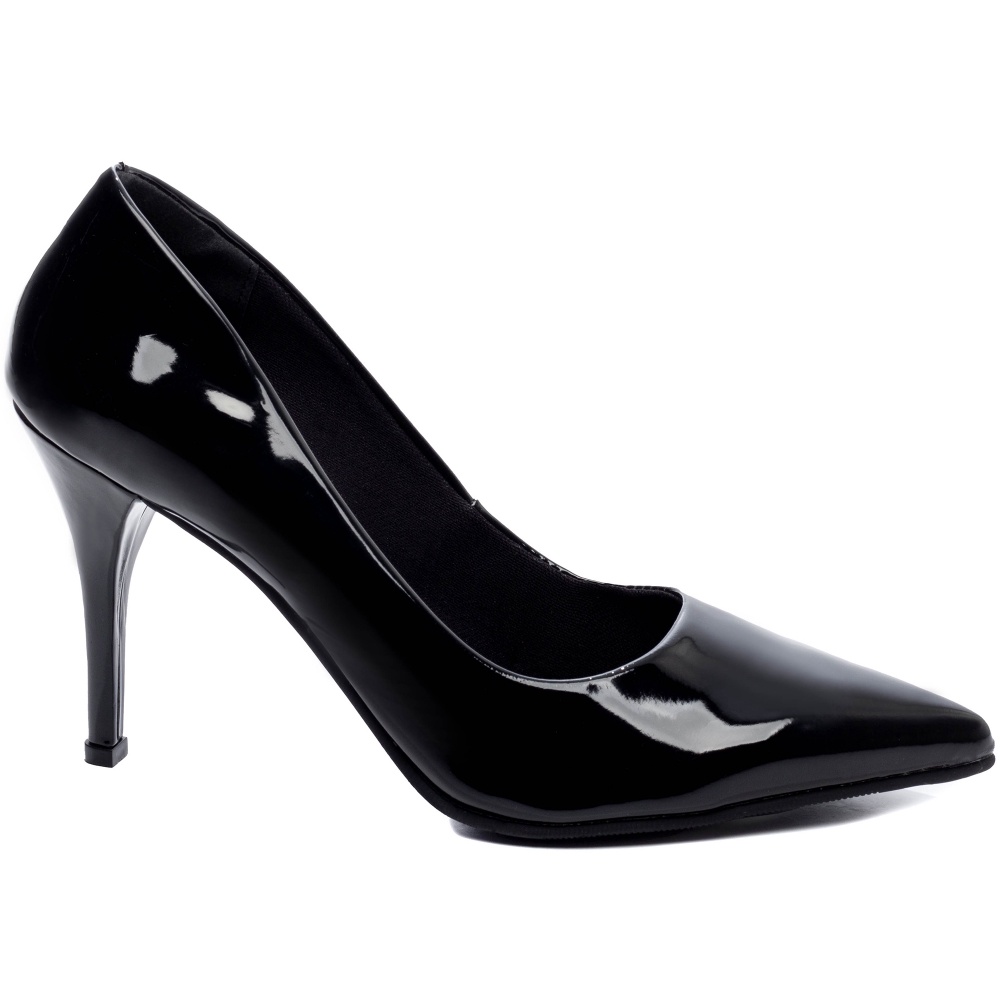 Scarpin Verniz Preto Salto Fino Alto Numeração Grande Tamanho Especial 40/44 Scarpin Verniz Preto Salto Fino Alto Numeração Grande Tamanho Especial 40/44