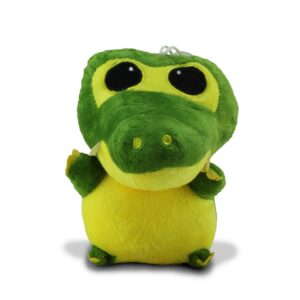 Pelúcia Crocodilo Jacaré fofo pequeno 20cm verde e amarelo bordado ventosa - Oferta na Shopee