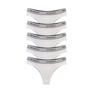 Kit 5 Calcinhas Tanga Cotton Algodão Confortável com Elástico Try Basics - Oferta na Shopee
