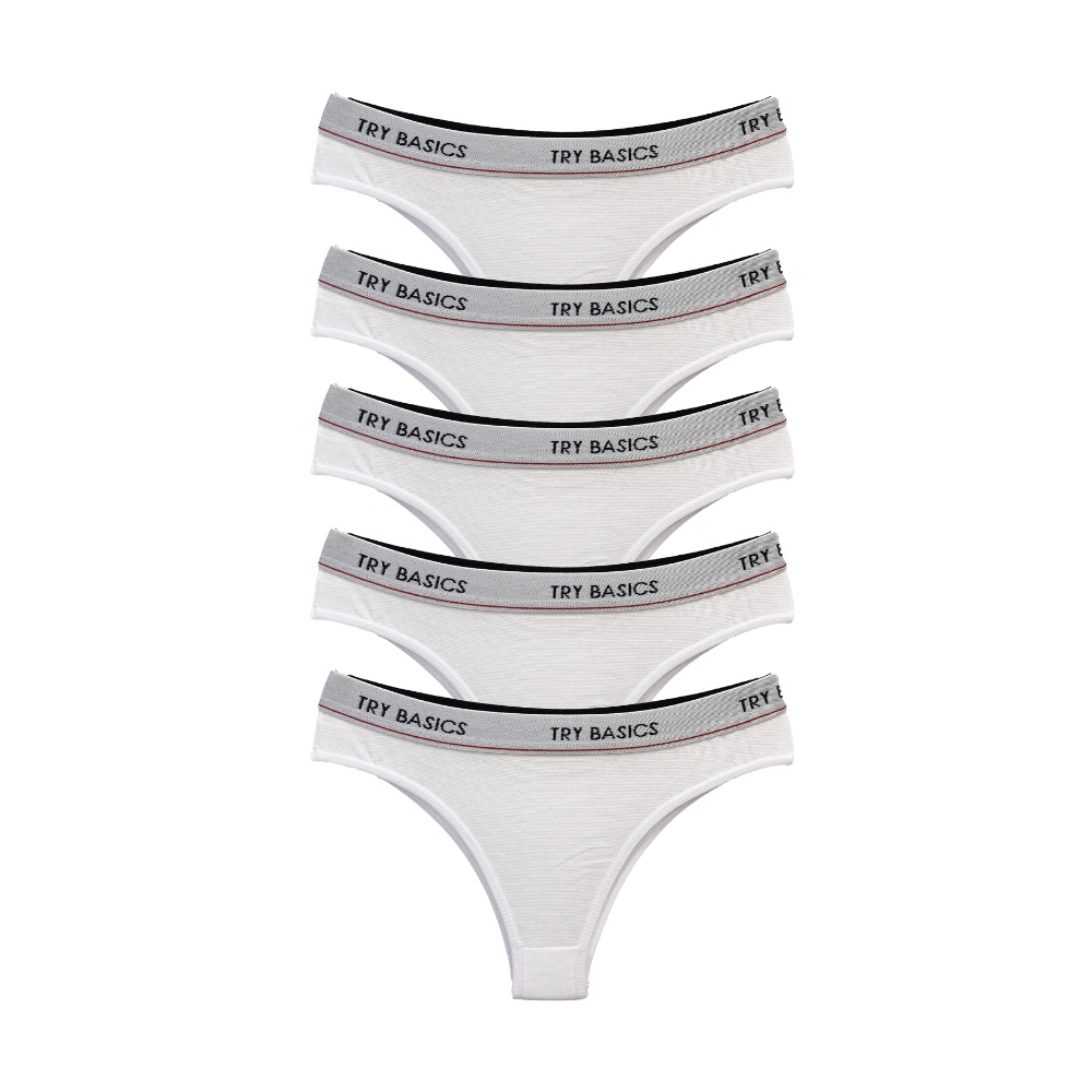 Kit 5 Calcinhas Tanga Cotton Algodão Confortável com Elástico Try Basics Kit 5 Calcinhas Tanga Cotton Algodão Confortável com Elástico Try Basics - Oferta na Shopee