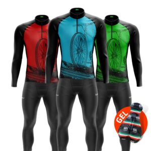Kit Conjunto Roupa de Ciclismo Camisa Longa + Calça com Forro em Gel Bike Pedal Mtb - Oferta na Shopee