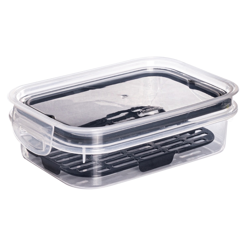 Pote Hermético Com Escorredor 500ml Retangular Plasutil Pote Hermético Com Escorredor 500ml Retangular Plasutil