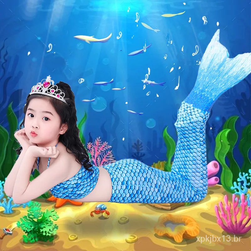 Cauda de sereia infantil maiô de verão para meninas Cauda de sereia infantil maiô de verão para meninas