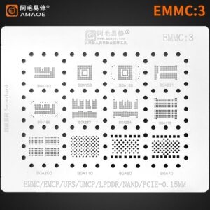 0.15mm Amaoe Reballing Estêncil Nand Flash EMMC EMCP UFS BGA162 BGA186 BGA254 BGA221 BGA153 BGA169 BGA Aquecimento Rebal - Oferta na Shopee