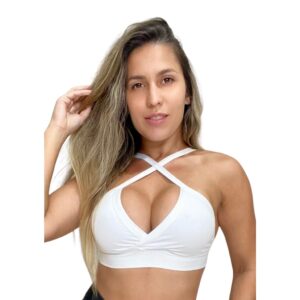 Top Branco Com Forro Reforçado Treino Academia - Oferta na Shopee