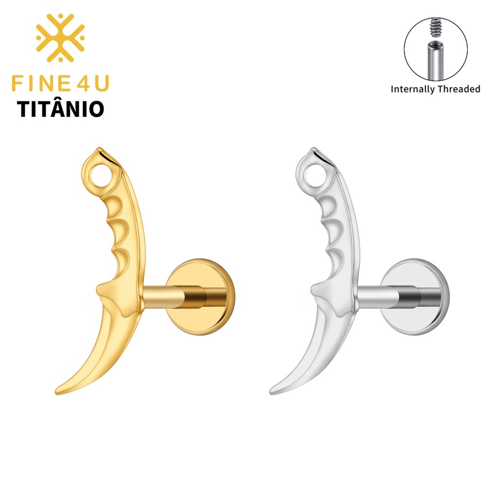 FINE4U Piercing Titânio 100% Mini Faca para Cartilagem Tragus Helix Brinco Lóbulo Hipoalergênica FINE4U Piercing Titânio 100% Mini Faca para Cartilagem Tragus Helix Brinco Lóbulo Hipoalergênica - Oferta na Shopee