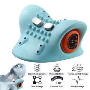 Massageador Cervical Elétrico Pescoço Tração Pulso Aquecimento Alívio Da Dor Quiropraxia - Oferta na Shopee