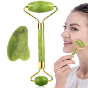 rolo pedra de jade placa gua sha massagem facial anti ruga -facíal massage roller - Oferta na Shopee