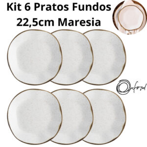 Jogo Conjunto 6 Pratos Fundos Ryo Maresia Areia 22