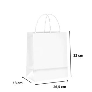 Sacola de Papel Branca 'G' - 10 unidades 32x26