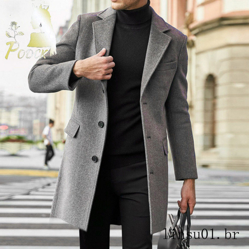 Novos Casacos De Lã , De Manga Longa Para Homens , Roupas De Rua , Moda , Top Novos Casacos De Lã , De Manga Longa Para Homens , Roupas De Rua , Moda , Top