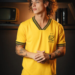 Camisa Brasil Retrô 1962 Amarelo Masculina Oficial - Oferta na Shopee