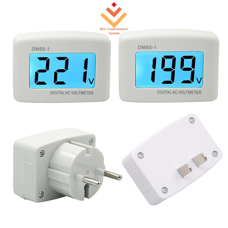 DM55-1 LCD Voltímetro Digital Plug in Para RV , AC 80-300V Monitor De Teste De Tensão 110V 220V Medidor De Testador De P DM55-1 LCD Voltímetro Digital Plug in Para RV