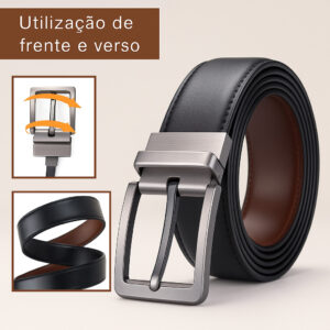 Cinto Dupla Face Masculino Com Fivela Giratória de Couro - Oferta na Shopee