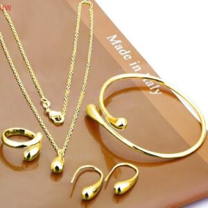 4 Pçs Moda Lágrima Conjunto De Jóias Para Mulheres Simples Anel Colar Pulseira Brincos Banquete De Casamento - Oferta na Shopee